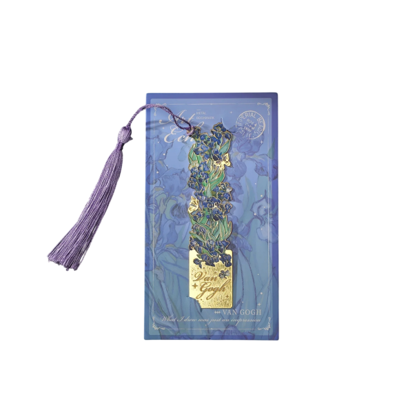 Segnalibro in metallo con motivo ispirato all'opera di Vincent van Gogh Iris 14 × 7,5 cm 1