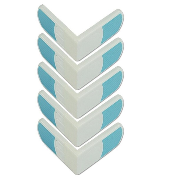 Segurança para cantos de portas de armários e gavetas de móveis Conjunto 5 pcs Forma angular para conectar a frente à lateral Plástico Dimensões 7,6 1
