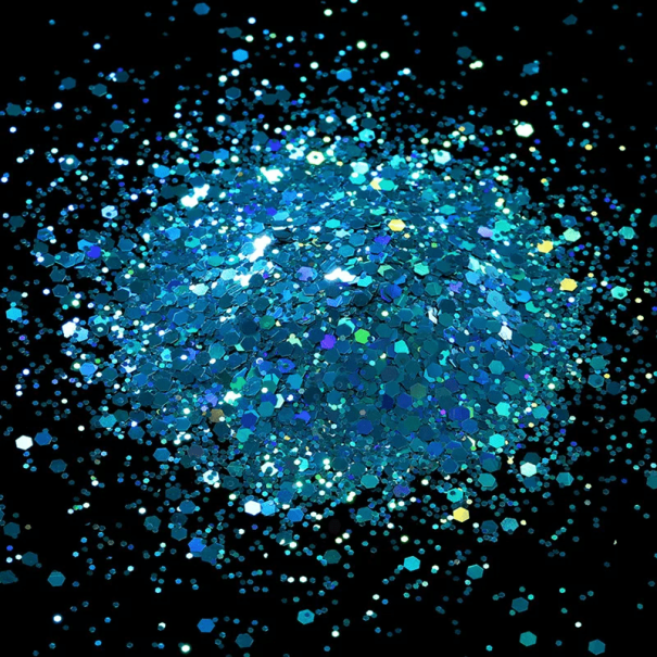 Sekskantede glimmer 10g PET PVC Skinnende dekorationer til dekoration Glitter til kreativitet Kunst DIY Håndværk Smykker Manikyr azuurblå