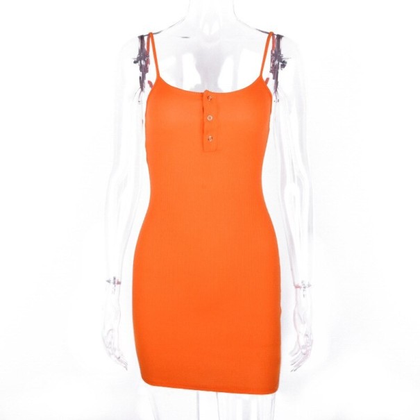 Seksowna mini sukienka z patentami pomarańczowy XS