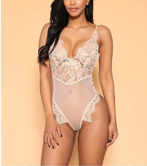 Seksowne koronkowe body damskie biały M