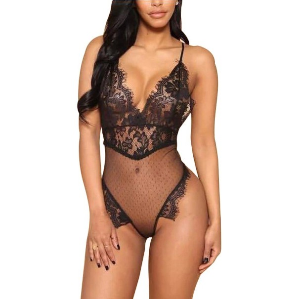 Seksowne koronkowe body damskie czarny L