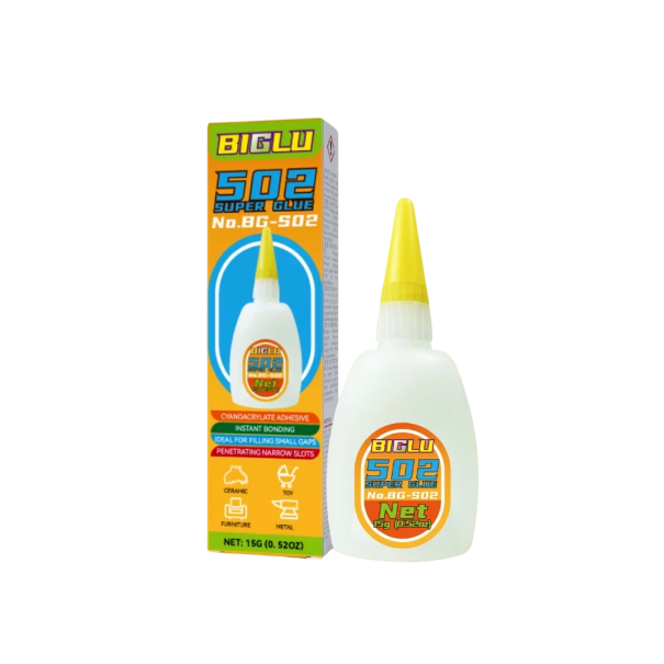 Sekundenkleber 15 g Superstarker Kleber BIGLU 502 für Metall, Kunststoff, Keramik, Holz, Gummi, Papier und andere Oberflächen 1