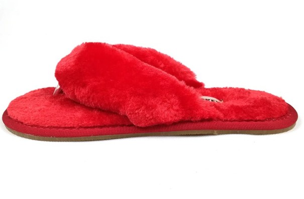 Selbstgemachte Plüsch-Flip-Flops für Damen rot 38
