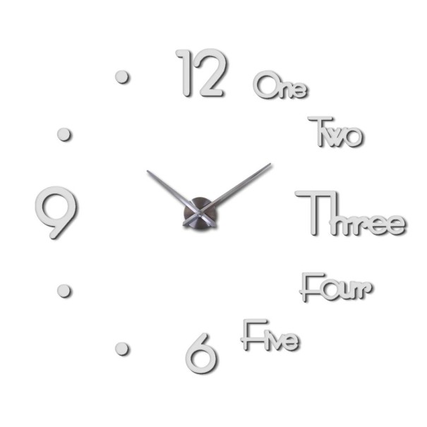 Selbstklebende Wanduhr G1689 silbern 119 cm