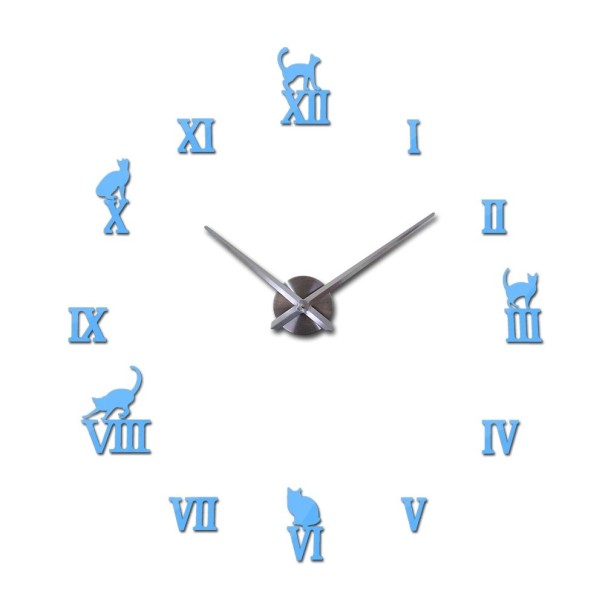 Selbstklebende Wanduhr G1839 hellblau 119 cm