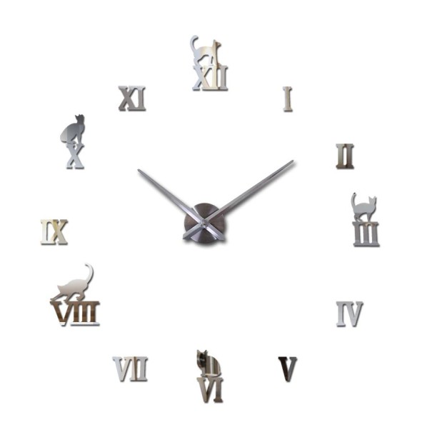 Selbstklebende Wanduhr G1839 silbern 119 cm