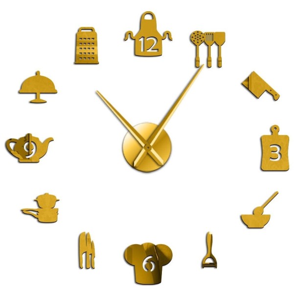 Selbstklebende Wanduhr G2108 golden 119 cm