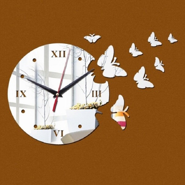 Selbstklebende Wanduhr G2159 silbern