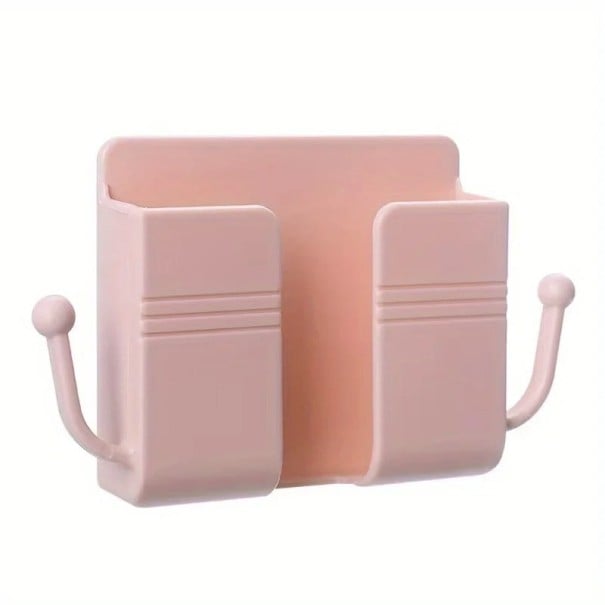 Self-Adhesive Wall Holder with Hooks, Suitable for Mobile Phone, Remote Control or Other Small Items pink
