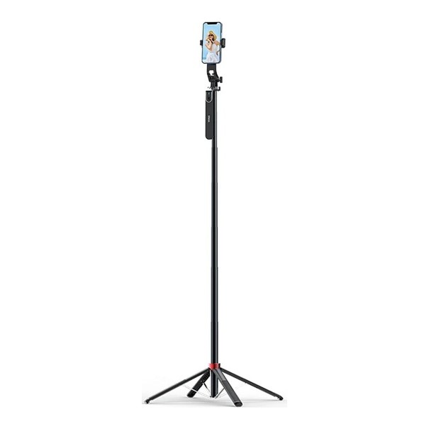 Selfie-stang med stativ Ulanzi MA09 1,74 m med Bluetooth-fjernbetjening 10 m Firebenet stativ Kugehoved 360° Telefonholder Sort 1