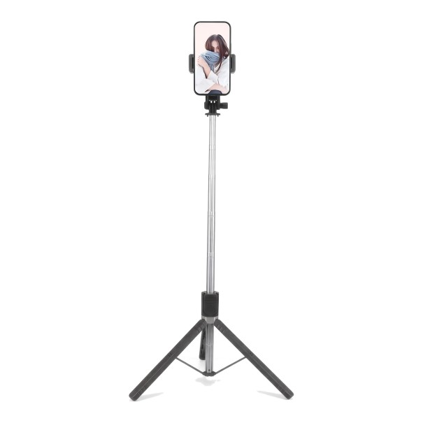 Selfie stick con treppiede 170 cm con supporto magnetico per telefono Telecomando Bluetooth rimovibile Piastra metallica Nera Per vlog 1