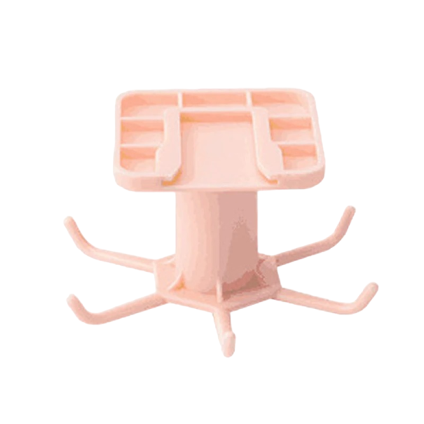 Selvbærende køkkenorganisator med kroge 360 graders roterende organiseringskrog Køkkenorganisator 6 x 5,5 cm rosa