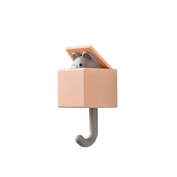 Selvklæbende krog med låg og sødt dyr Dekorativ knager til håndklæder nøgler tøj eller accessories orange