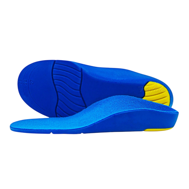 Semelles de chaussure Couleur bleue Semelles orthopédiques confortables Semelles sportives Amortissement des chocs Soulagement de la douleur 33-35