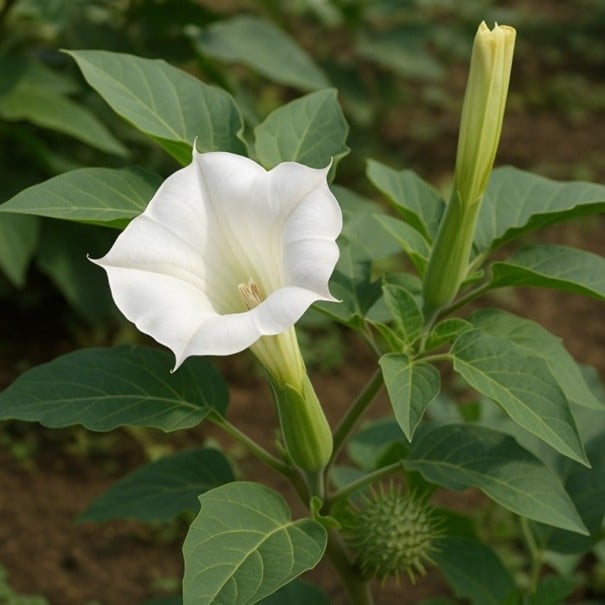 Semínka durman indický Datura metel White 20 ks ozdobná letnička s velkými bílými trumpetovitými květy pro letní zahradu 1
