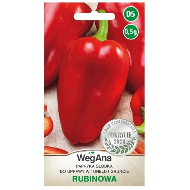 Semínka paprika sladká Rubinowa 80 ks, oceněná odrůda s červenými kuželovitými plody pro pěstování ve fóliovníku i volné půdě 1