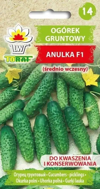 Semințe de castraveți pentru murat Anulka F1 170 buc, hibrid de maturitate medie cu fructe verzi pentru cultivare în câmp și grădină