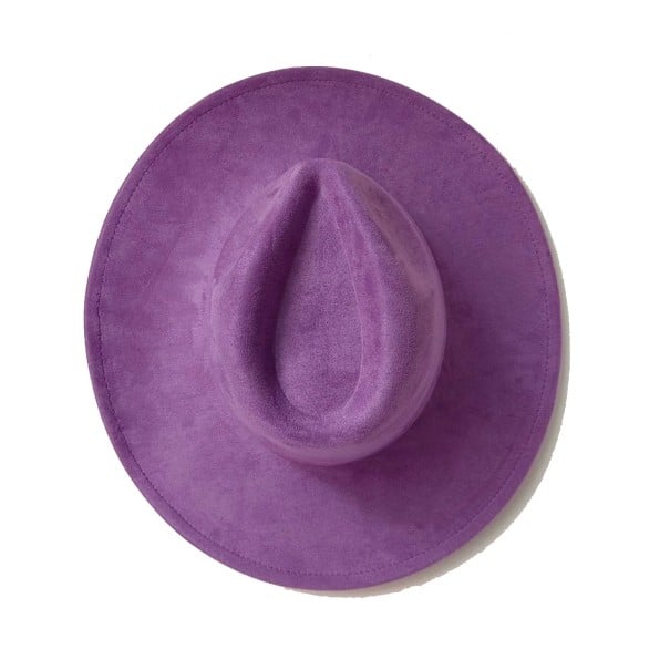 Semišový cylindr 55–58 cm Široký okraj 9,5 cm Elegantní klobouk z polyesteru a bavlny Stylový retro cylindr společenský kostýmový klobouk světle fialová