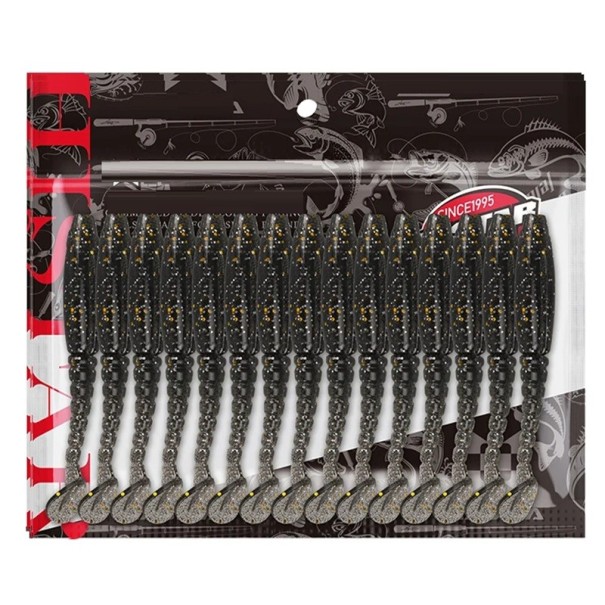 Señuelo de pesca de silicona suave, 13 piezas, 2,3 g, 7,3 cm, cebos de goma realistas para peces depredadores, cebo artificial para spinning, señuelos de pesca duraderos y flexibles negro