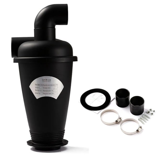 Separador de polvo ciclónico de 320 mm con codo de 90° Aspiradora de extracción de taller Fuerte separador de suciedad Conexiones de manguera Kit 1