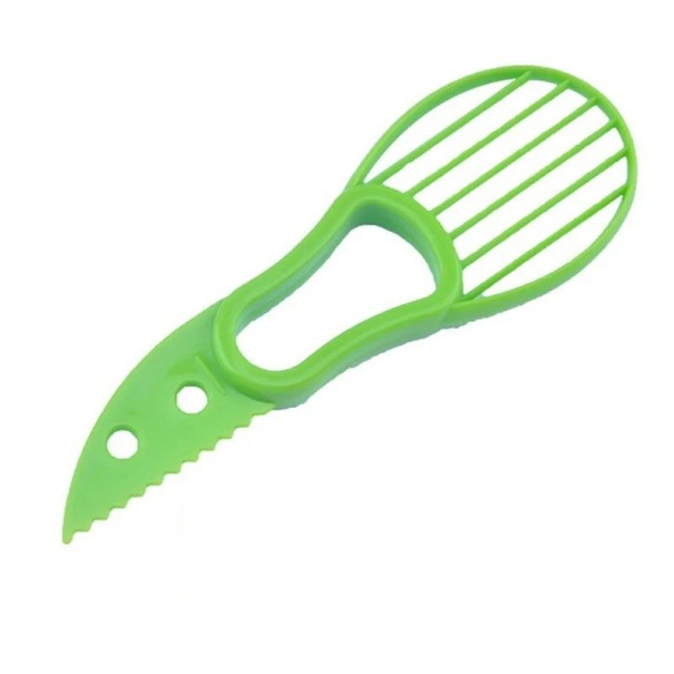 Separador de pulpa 2 en 1 y cuchillo de plástico, herramienta de cocina para pelar y cortar fácilmente frutas y verduras, herramienta de cocina práctica de doble hoja verde