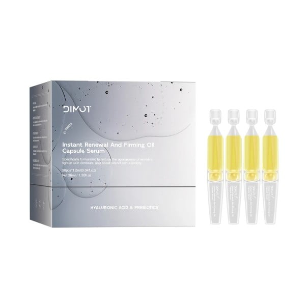 Ser facial în ampule 30 x 1,2 ml cu acid hialuronic și probiotice Serul uleios galben Întărirea pielii Pentru față și gât 1