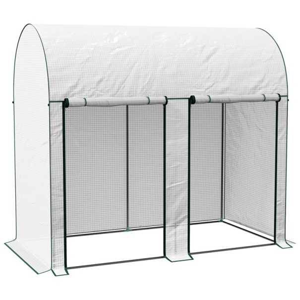 Seră mică cu 2 uși rulante cu fermoar dimensiune 200 x 100 x 178 cm din cadru de oțel și folie PE 140 g/m² albă pentru plante 1
