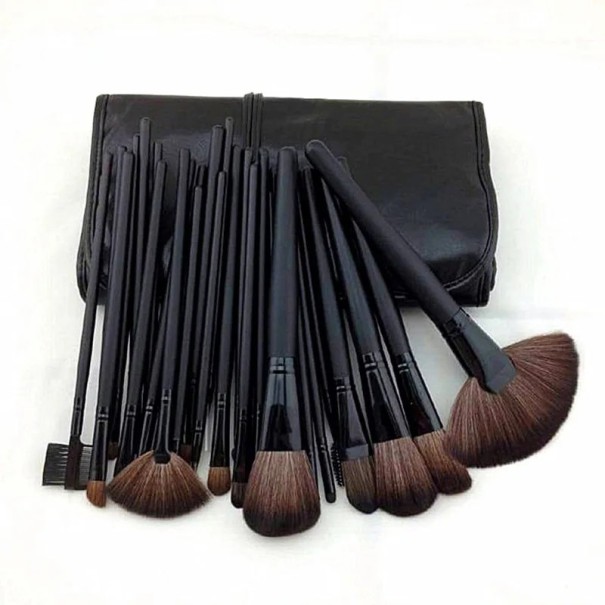Série de 24 pinceaux de maquillage avec étui pour un maquillage complet du visage, des yeux et des retouches détaillées noir