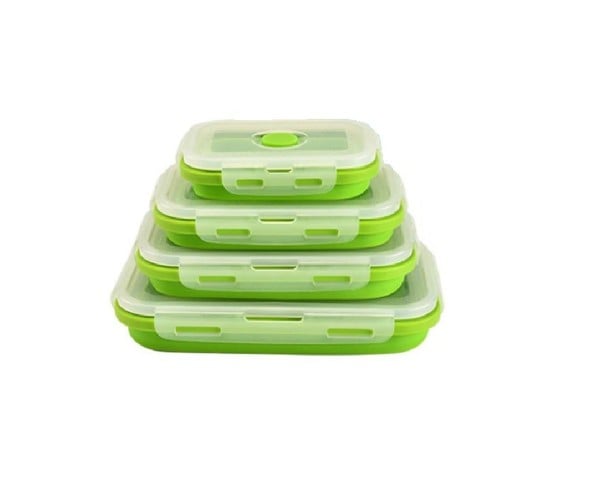 Série de boîtes à lunch pliables 4 pièces vert
