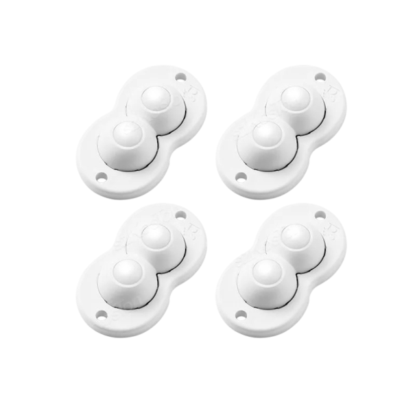 Série de roulettes pivotantes avec mécanisme à billes 53×30 mm, 4 pièces par série, finition blanche pour un déplacement facile des meubles et des constructions 1