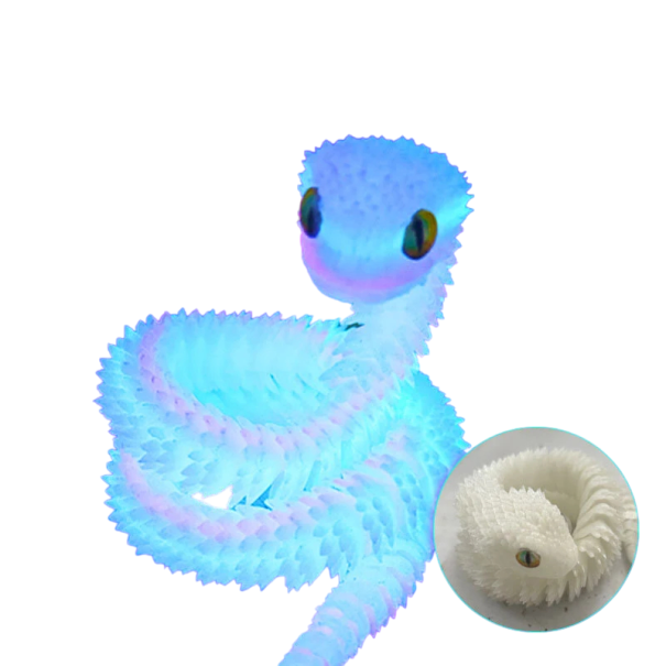 Serpent flexible imprimé en 3D 40 cm Figurine mobile décoration Jouet flexible Design réaliste Article décoratif de collection bleu clair