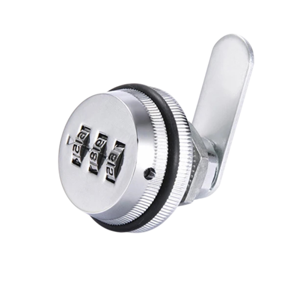 Serratura combinata a camma per armadietto 20 mm codice a 3 cifre senza chiave per mobili, cassette e porte spessore 1–13 mm argento