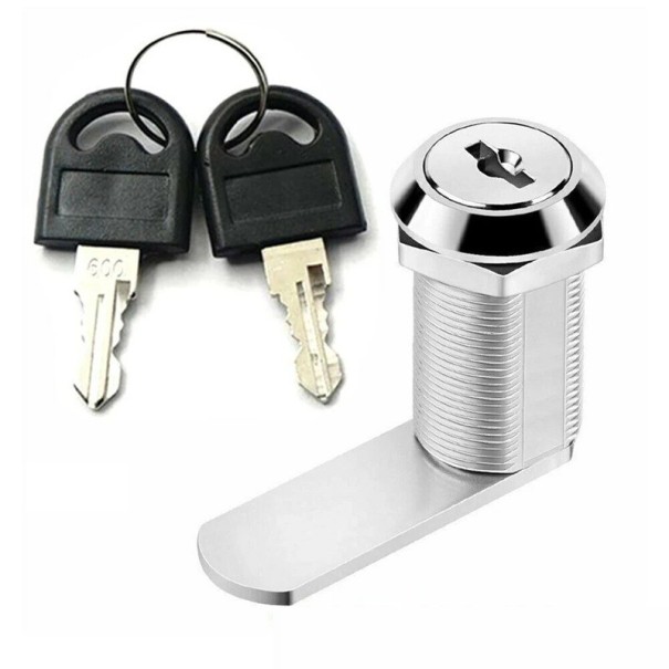 Serrure à came avec 2 clés 20 mm 46 mm en alliage de zinc argenté pour meubles et boîtes aux lettres sécurité 1