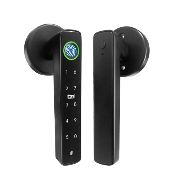 Serrure de porte Bluetooth intelligente avec empreinte digitale et application 15,3 cm alimentation Type-C noire pour la sécurité domestique 1