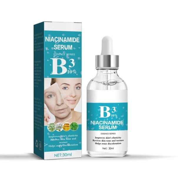 Sérum facial de niacinamida com vitamina B3 10% 30 ml Equalização do tom Elasticidade da pele Acalmamento Cuidado hidratante contra imperfeições 1