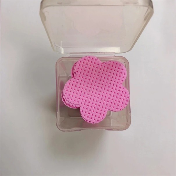 Șervețele pentru îndepărtarea ojei de unghii din bumbac în formă de floare Dispozitiv de îndepărtare a ojei de unghii fără scame Instrument de curățare 200 buc. roz