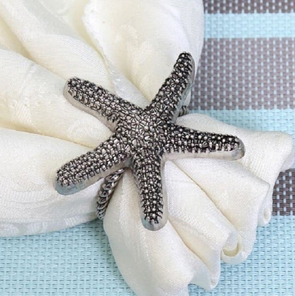 Servetring met zeedieren zilver 1