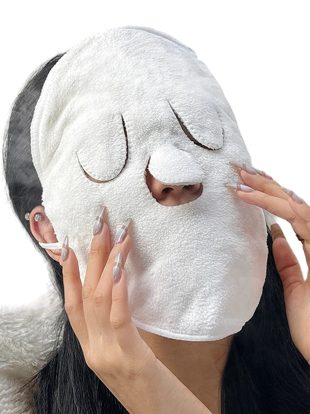 Serviette de visage avec ouvertures pour les yeux et le nez Serviette de visage réutilisable Compresse froide ou chaude pour le visage Serviette compressive pour le visage 1