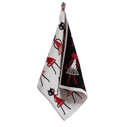 Serviette pour enfants avec motif de chat Serviette en coton pour enfants Serviette réversible pour enfants avec accroche 35 x 40 cm blanc