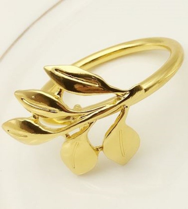 Servilleteros con hojas 6 uds. dorado