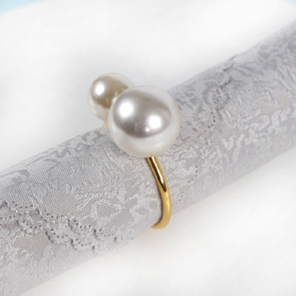 Servilleteros decorativos con perlas 12 uds. dorado