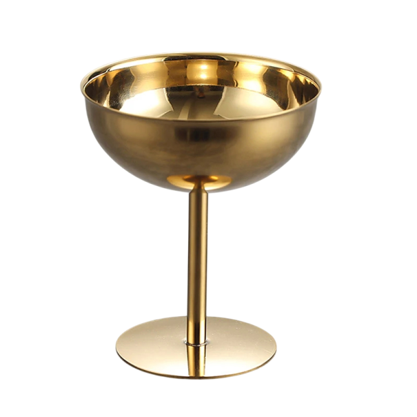 Servírovací miska na zmrzlinu vysoká nožka 200 ml průměr 10,2 cm výška 11,5 cm nerezová ocel dezertní pohár na servírování zlatá