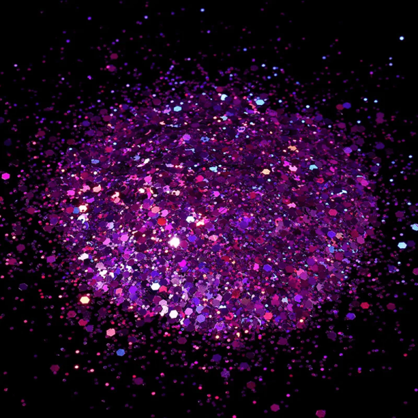 Šestistěnné flitry 10g PET PVC Lesklé ozdoby na dekorace Třpytky pro tvoření Umění DIY Řemesla Šperky Manikúra fialová