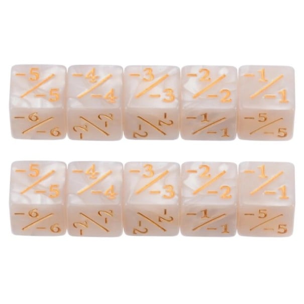 Set 10 ks počítacích hracích kostek 1,6 x 1,6 x 1,6 cm Akryl Plus Mínus Pro stolní hry a učení matematiky dětí bílá