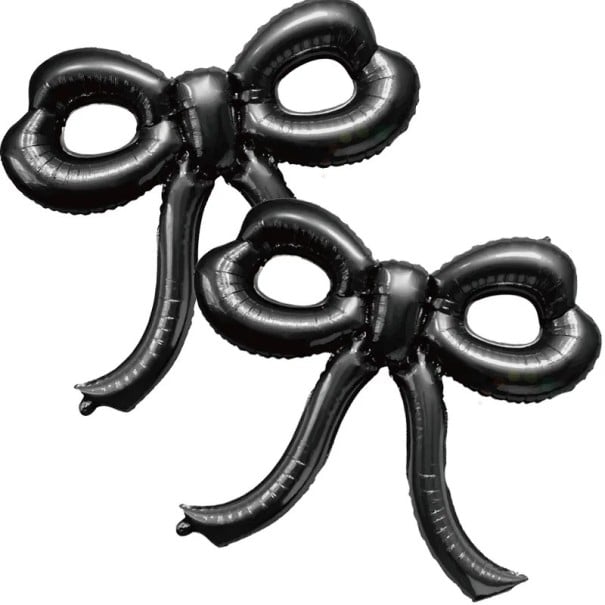 Set 2 bucăți de baloane din folie în formă de fundiță Decoratiuni pentru petrecerea de despărțire de viața de burlac, nuntă, baby shower negru