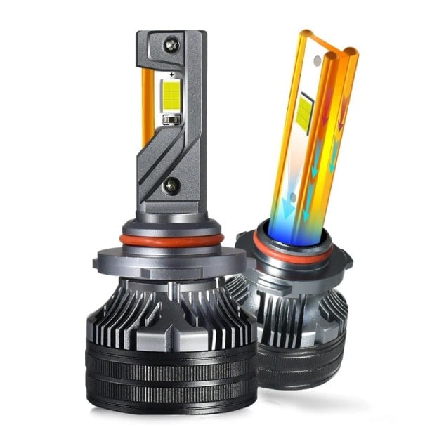 Set 2 bucăți LED autoșuruburi 9005 HB3 170 W 12 V Montare pe ambele părți a cipurilor și radiator din aluminiu cu nervuri Lumină albă 6000 K Pentru mașini 1