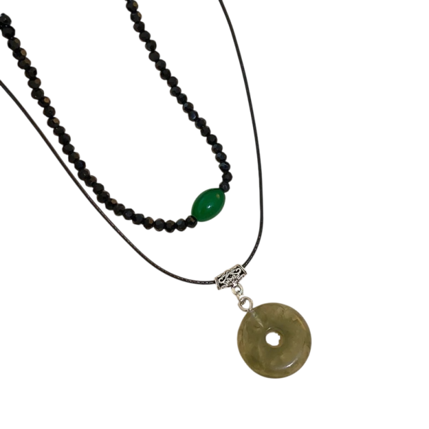 Σέτ 2 γυναικείων choker 36 εκ. με χάντρες και 42 εκ. με φυσική πέτρα, vintage στυλ 1