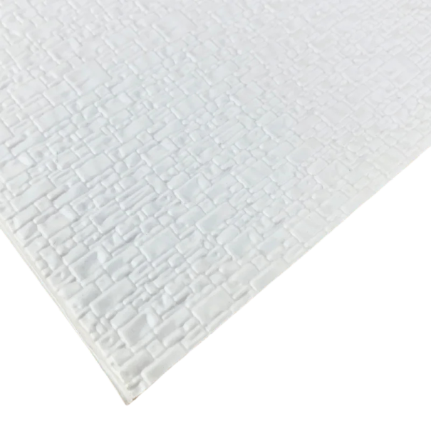 Set 2 pezzi di pareti in PVC 20 × 29,5 cm Pannelli di plastica bianchi imitazione muro di pietra per diorami modellismo architettonico 1