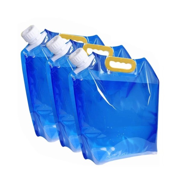 Set 3 pz bottiglia d'acqua pieghevole impermeabile 5 l Sacchetto d'acqua portatile Campeggio Escursione Uso esterno Contenitore d'acqua ad alta 1